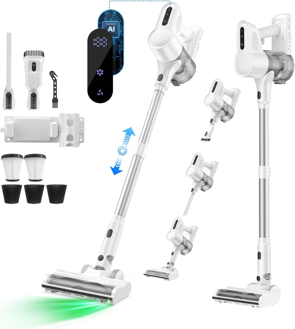 掃除機 コードレス【10月先行発売 420KPa強力吸引！驚きの静音！超軽量！AI制御！グリーンLED！次世代LED液晶！自走式！自立式】F02