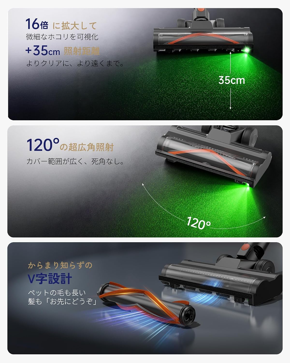 掃除機 コードレス【9月より先行発売！219800KPa超強力吸引！驚くほど静かな使い心地！超軽量！AI制御！グリーンLED！自走式！自立式】-VC6