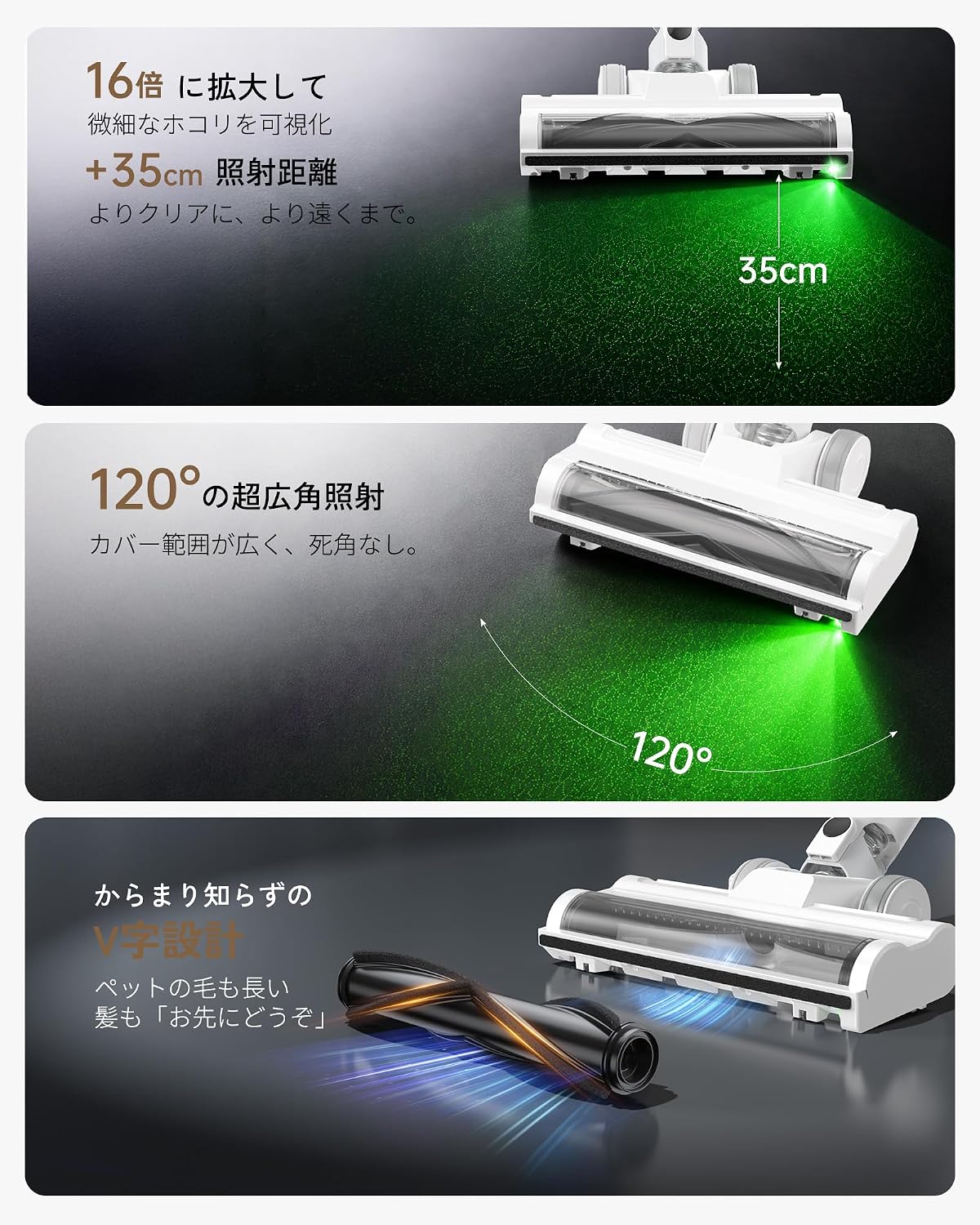 掃除機 コードレス【10月先行発売 420KPa強力吸引！驚きの静音！超軽量！AI制御！グリーンLED！次世代LED液晶！自走式！自立式】F02